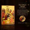 Ikone Geburt Christi mit der Geschichte der Szene: Gott wird Mensch in der Höhle von Bethlehem