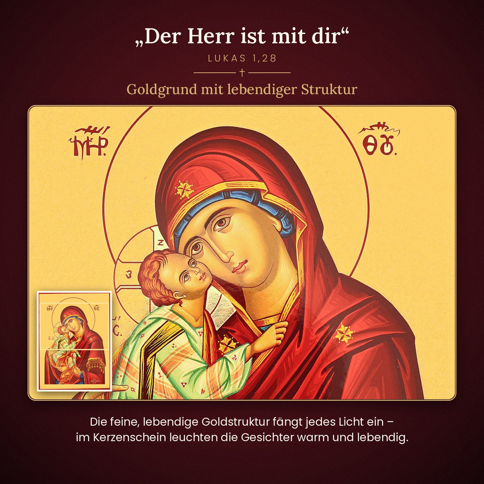 Goldgrund der Marienikone mit lebendiger Struktur
