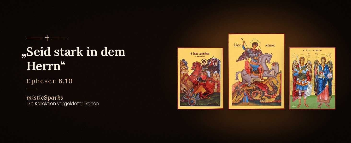 Kollektion vergoldeter Ikonen: Heiliger Demetrios, Heiliger Georg und Erzengel Michael und Gabriel