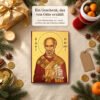 Ikone Heiliger Nikolaus als Geschenk zum Nikolaustag mit Nikolausstiefel, Nüssen und Mandarinen
