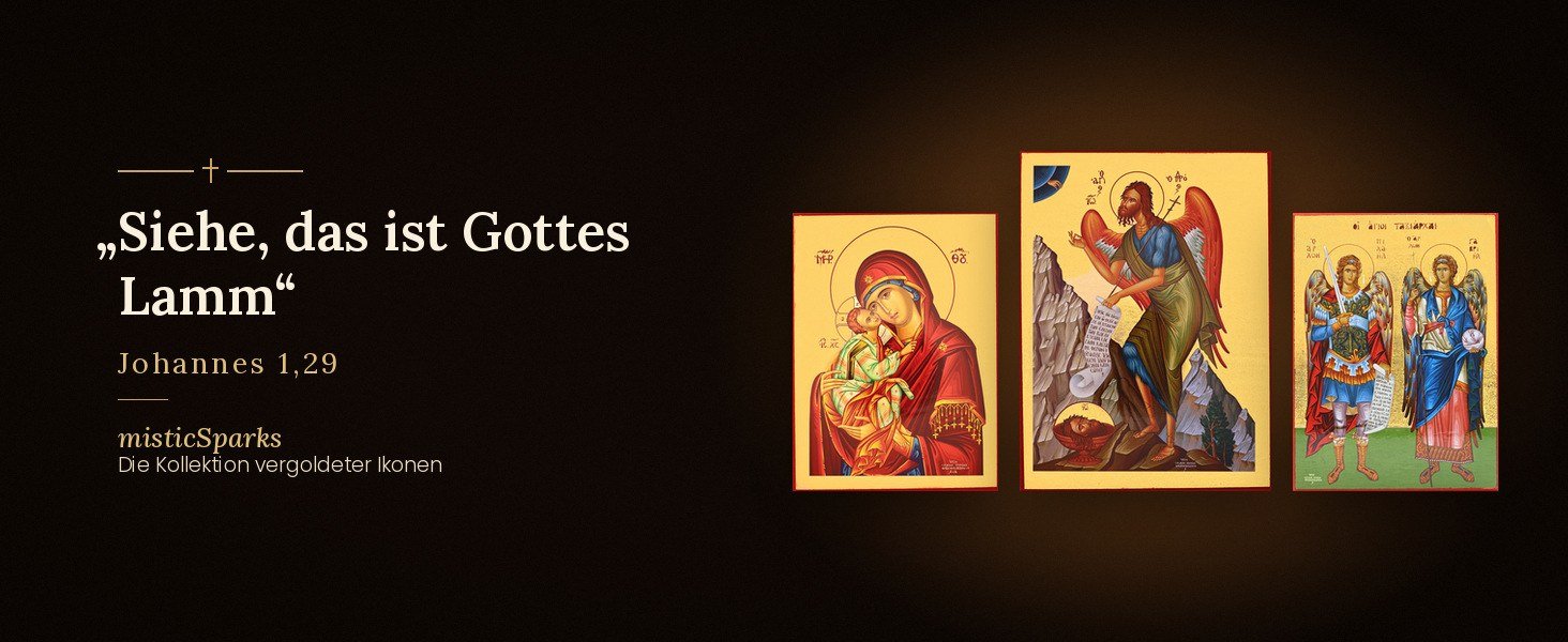 Ikone Johannes der Täufer – vergoldet mit Zertifikat 26 Kollektion vergoldeter Ikonen: Gottesmutter der Zärtlichkeit, Johannes der Täufer und Erzengel Michael und Gabriel