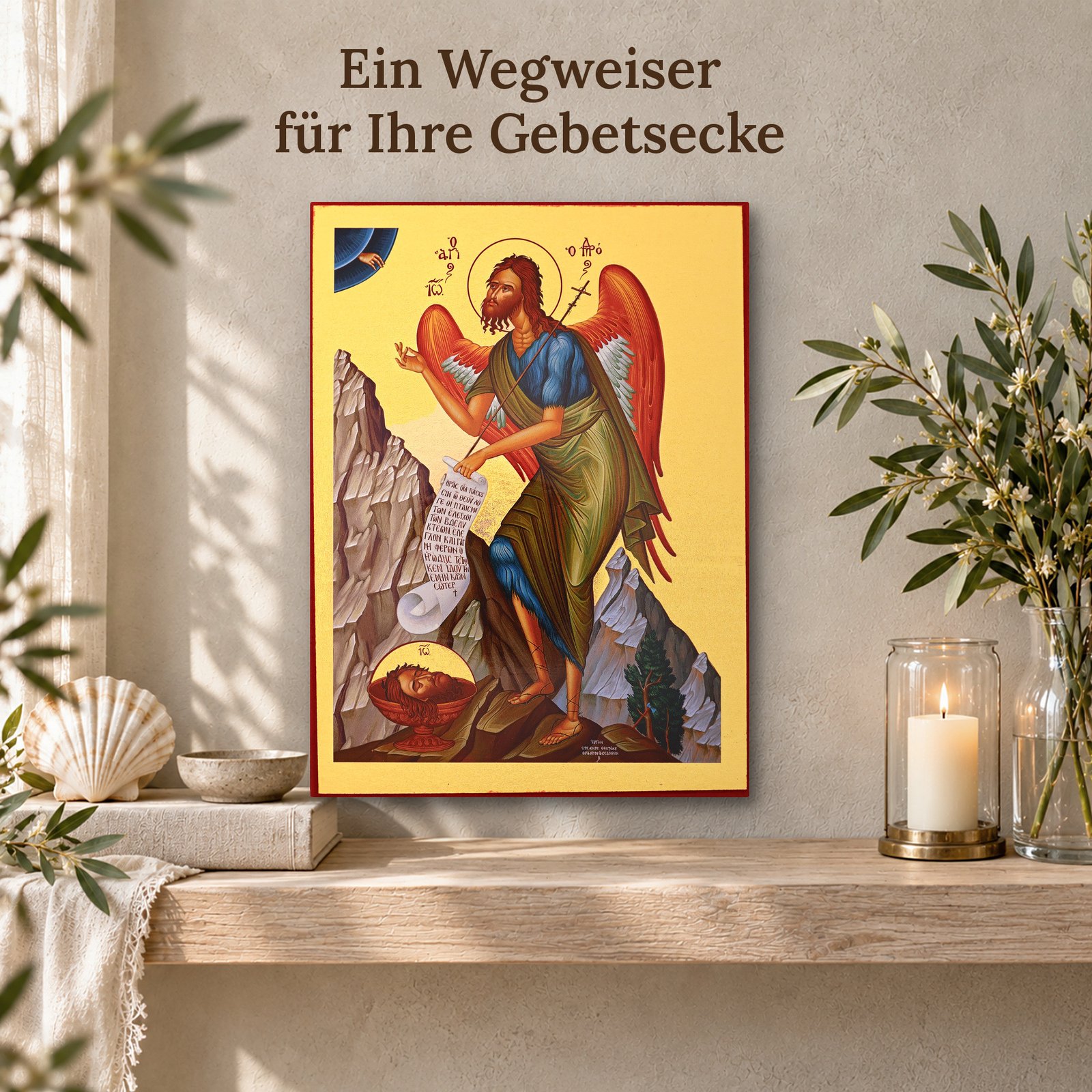 Ikone Johannes der Täufer – vergoldet mit Zertifikat 6 Ikone Johannes der Täufer an der Wand der Gebetsecke