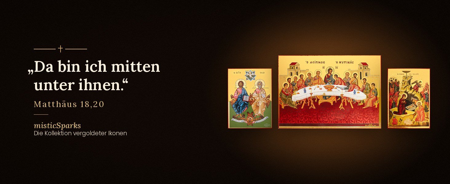 Kollektion vergoldeter Ikonen: Heilige Dreifaltigkeit, Letztes Abendmahl und Geburt Christi