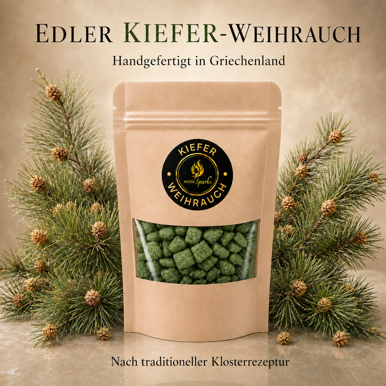misticSparks Kirchenweihrauch Kiefer – handgefertigt in Griechenland