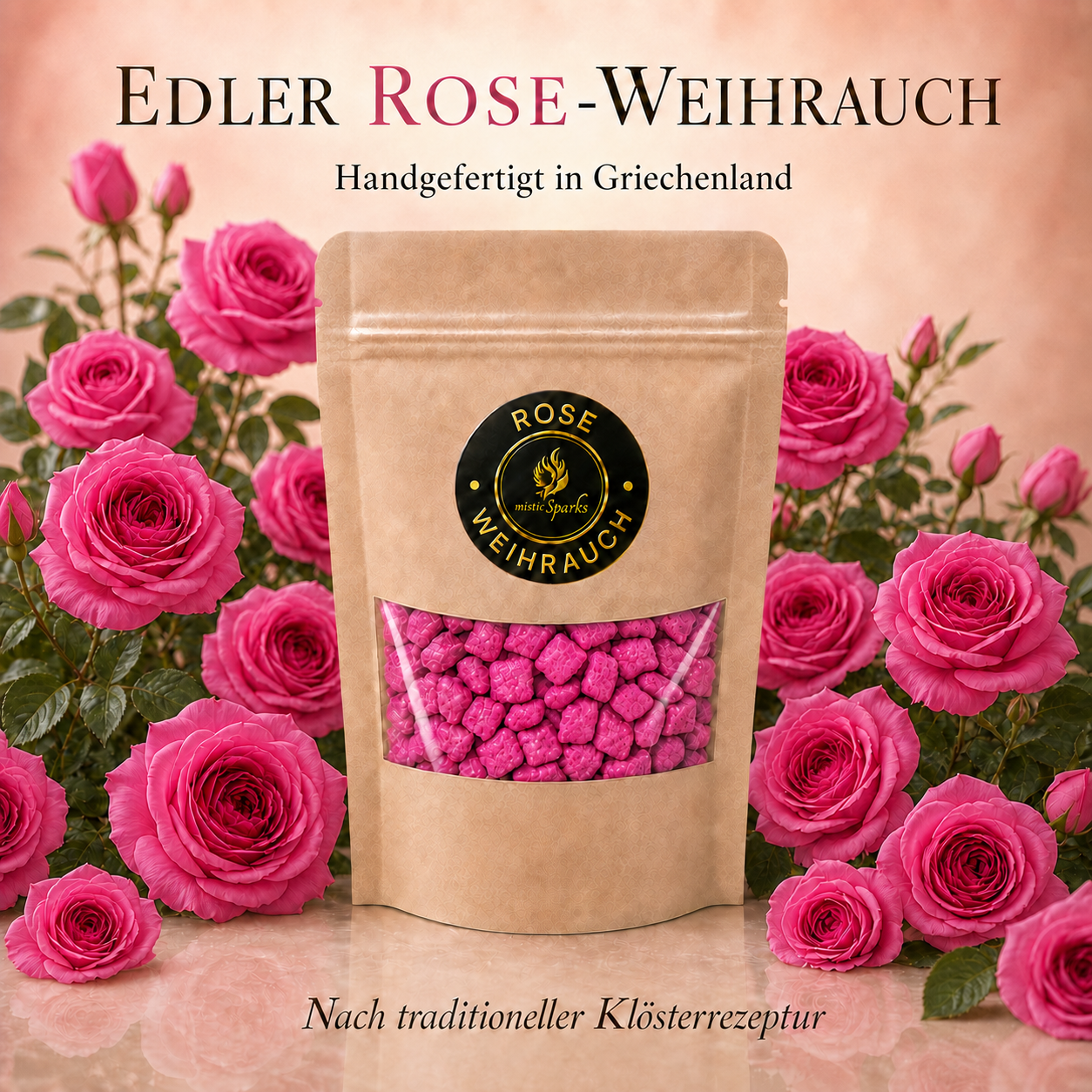 misticSparks Kirchenweihrauch Rose – handgefertigt in Griechenland