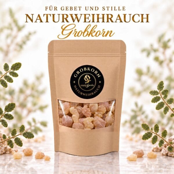 Naturweihrauch Grobkorn von misticSparks – Kraftpapier-Beutel mit groben Weihrauchkörnern aus reinem Boswellia-Harz, für Gebet und Stille