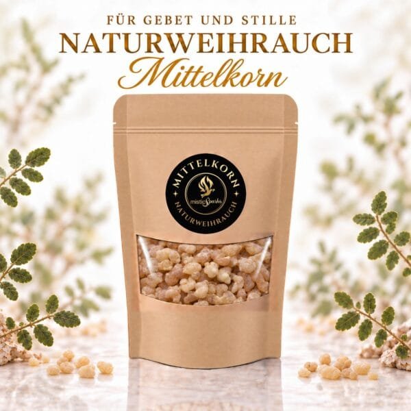 Naturweihrauch Mittelkorn von misticSparks – Kraftpapier-Beutel mit mittelgroßen Weihrauchkörnern aus reinem Boswellia-Harz, für Gebet und Stille