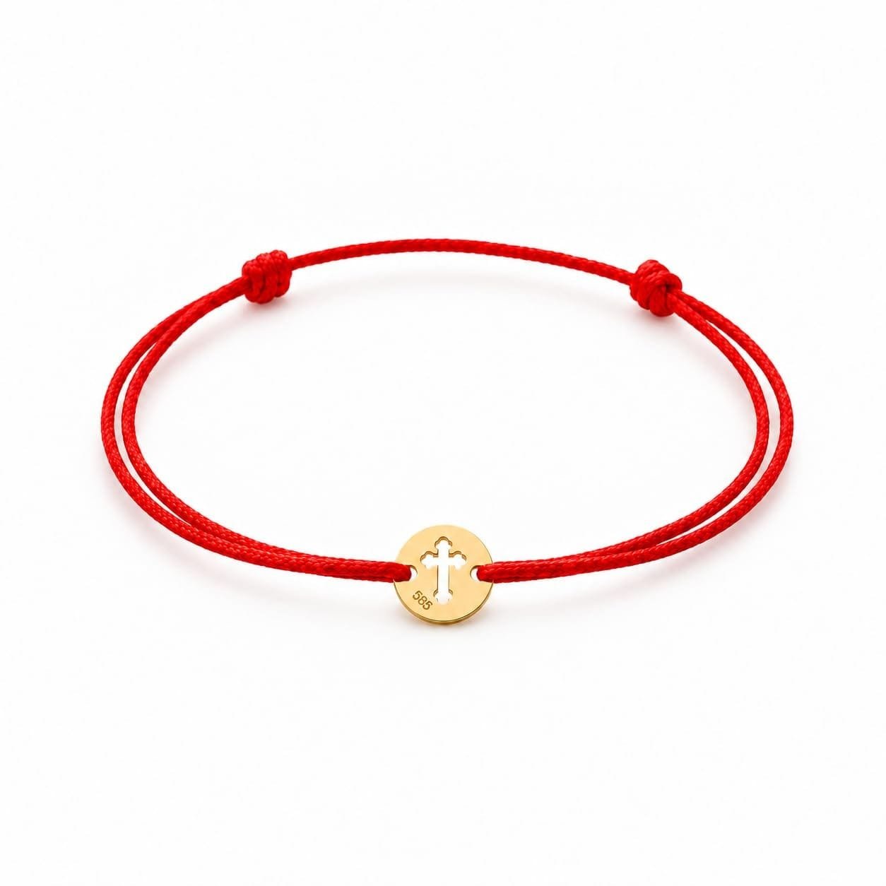 Taufgeschenke mit Bedeutung – Ideen für Paten und Familie 2 Taufarmband Baby aus Gold 585 mit Kreuz und rotem Band – Taufgeschenk, Bild 1