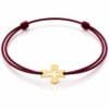 Armband Tiny Cross mit kleinem Kreuz aus Gold 585 an weinroter Textilkordel