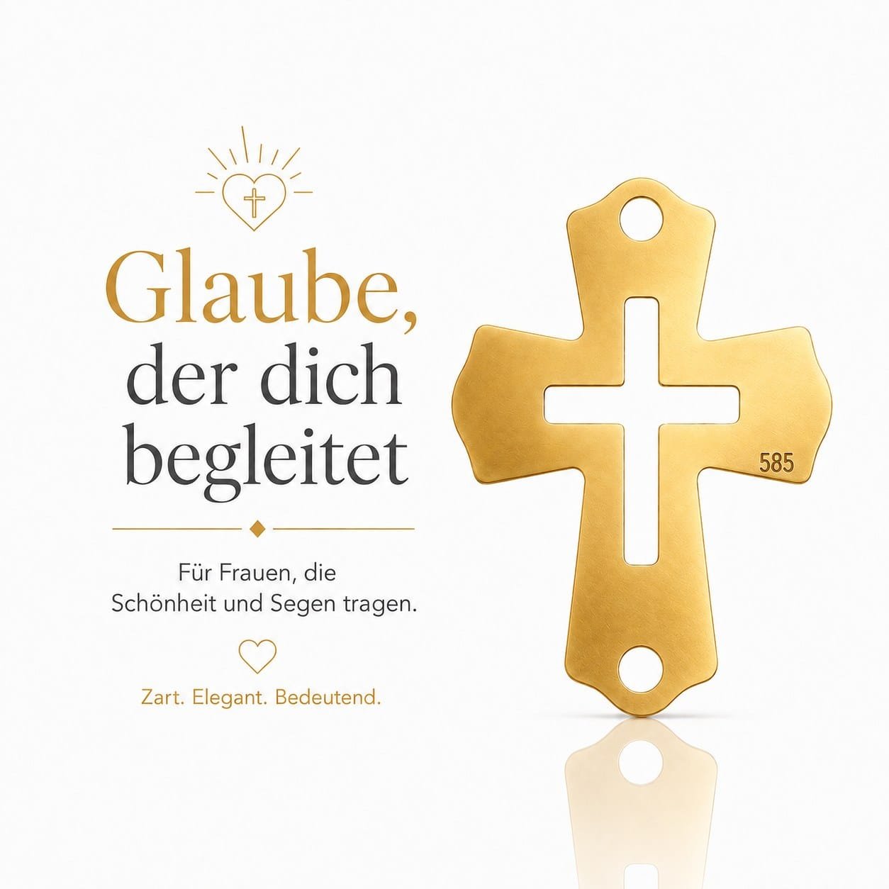 Kleines Kreuz aus 585er Gold mit Punzierung für das Tiny Cross Armband