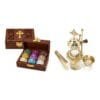 Weihrauch-Geschenkset in Holzbox mit Kreuz und Weihrauchbrenner aus Messing – Set von misticSparks