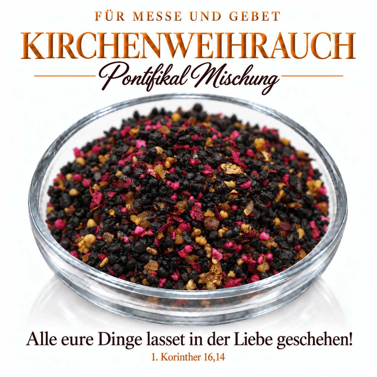 Christlicher Kirchenweihrauch Pontifikal – Rose – in der Weihrauchschale