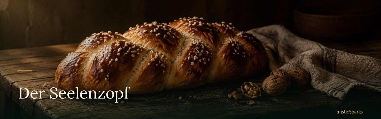 Allerheiligen und Allerseelen – zwei Tage, zwei Bedeutungen 4 Dreistraengiger Hefezopf mit Hagelzucker auf einem dunklen Holztisch