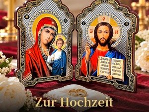 Klappikone aus Holz – Gottesmutter von Kasan & Christus Pantokrator – Ikonen-Diptychon zum Aufstellen 22 Klappikone als Hochzeitsgeschenk