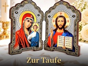 Klappikone aus Holz – Gottesmutter von Kasan & Christus Pantokrator – Ikonen-Diptychon zum Aufstellen 21 Klappikone als Taufgeschenk