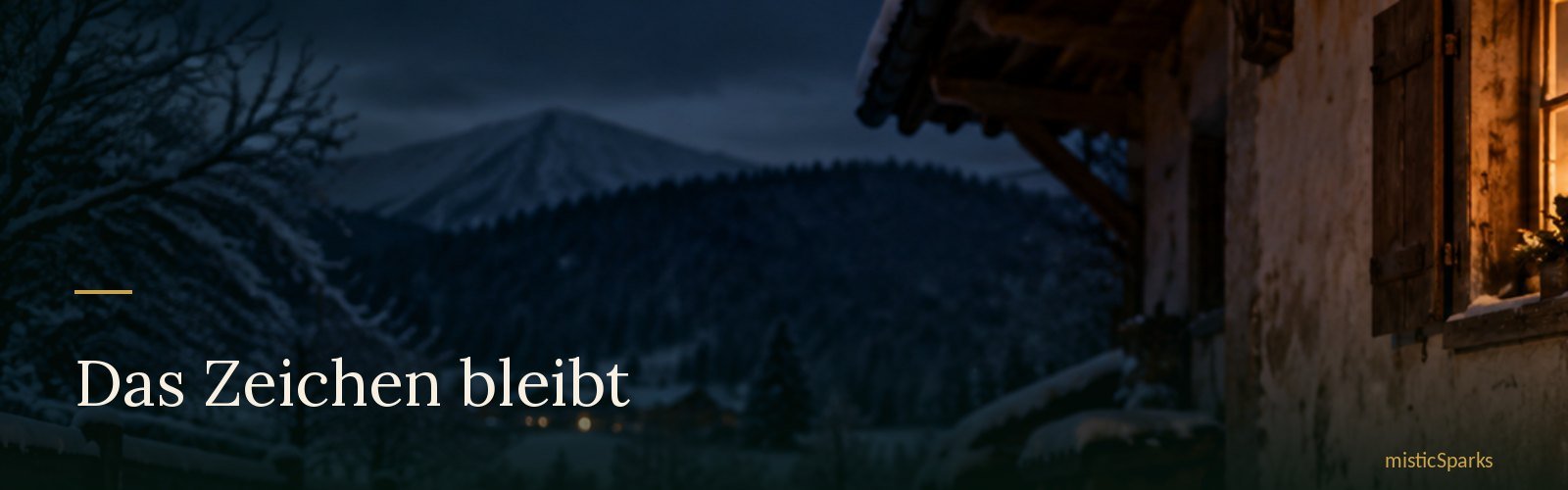 Altes bayerisches Bauernhaus bei Nacht im Schnee mit warm erleuchtetem Fenster