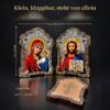 Klappikone aus Holz – Gottesmutter von Kasan & Christus Pantokrator – Ikonen-Diptychon zum Aufstellen 16 Maße der Klappikone: geöffnet ca. 18 × 13 cm, zugeklappt ca. 9 × 13 cm