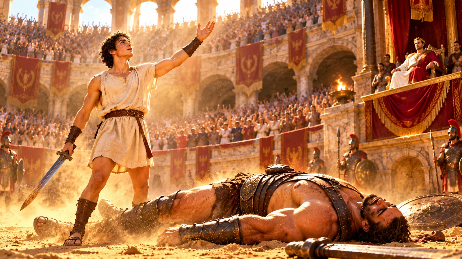 Demetrios von Thessaloniki: der Segen durch das Kerkergitter 3 Nestor tritt in der Arena gegen den Gladiator Lyaios an