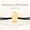Rückseite des Engel-Anhängers mit 585-Stempel, echtes Gold, schwarze Kordel