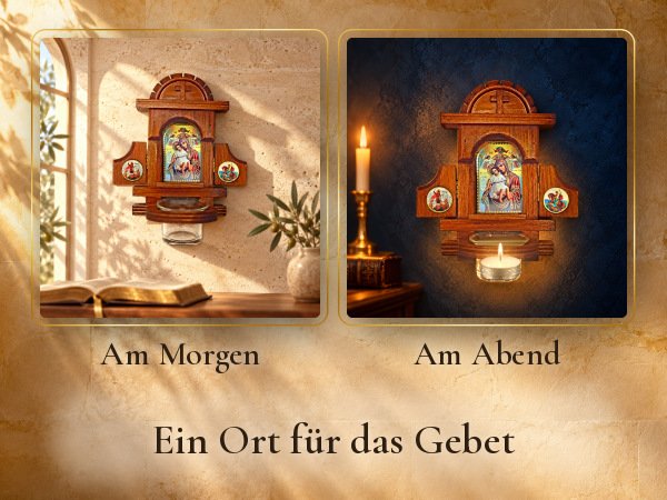 Hausaltar mit Öllämpchen, Gottesmutter „Axion Estin“: Gebetsecke am Morgen und am Abend