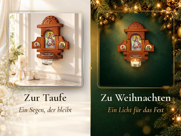 Hausaltar mit Öllämpchen, Gottesmutter „Axion Estin“: Geschenk zur Taufe und zu Weihnachten