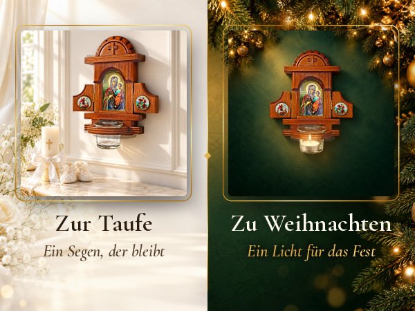 Hausaltar mit Öllämpchen, Gottesmutter von Iveron: Geschenk zur Taufe und zu Weihnachten
