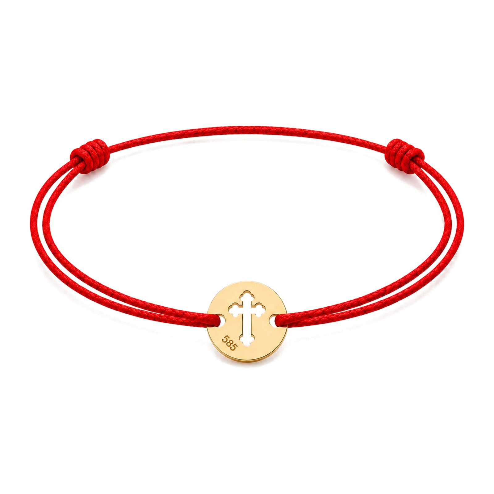 Taufarmband Baby Echtgold mit Kreuz am roten Band – Goldarmband zur Taufe für Mädchen und Jungen 1 Taufarmband Baby Echtgold 585 mit Kreuz am roten Band