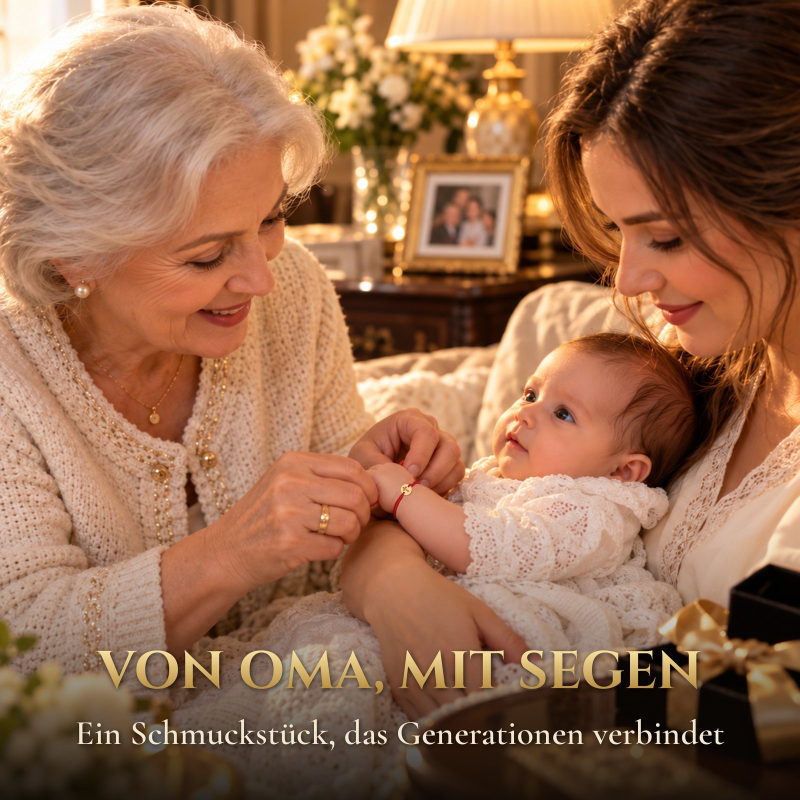 Taufarmband Baby Echtgold mit Kreuz am roten Band – Goldarmband zur Taufe für Mädchen und Jungen 6 Taufarmband Baby, Geschenk von Oma