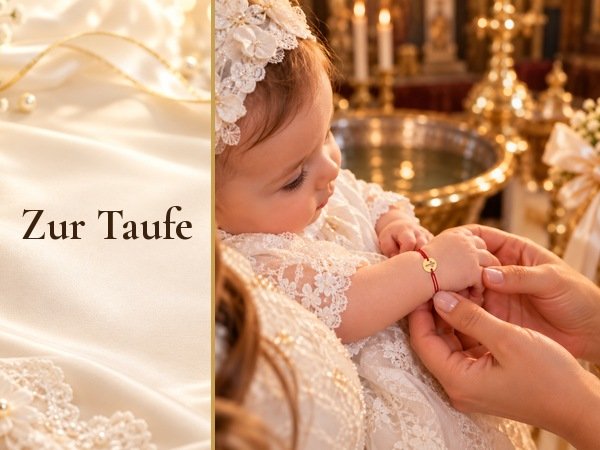 Taufarmband Baby Echtgold mit Kreuz am roten Band – Goldarmband zur Taufe für Mädchen und Jungen 18 Taufarmband rund Echtgold 585 – Zur Taufe: ein Segen am Handgelenk